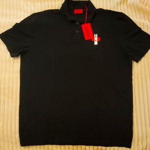 X-large Hugo Boss Regular Fit Black Polo Shirt With Three- Button Placket